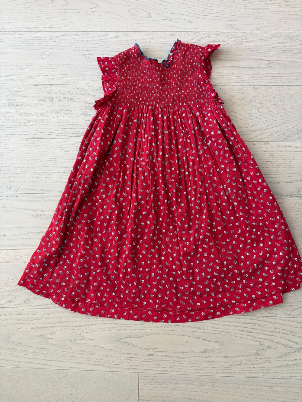 PINK CHICKEN- LIKE NEW Girls Red Floral Smocked Dress